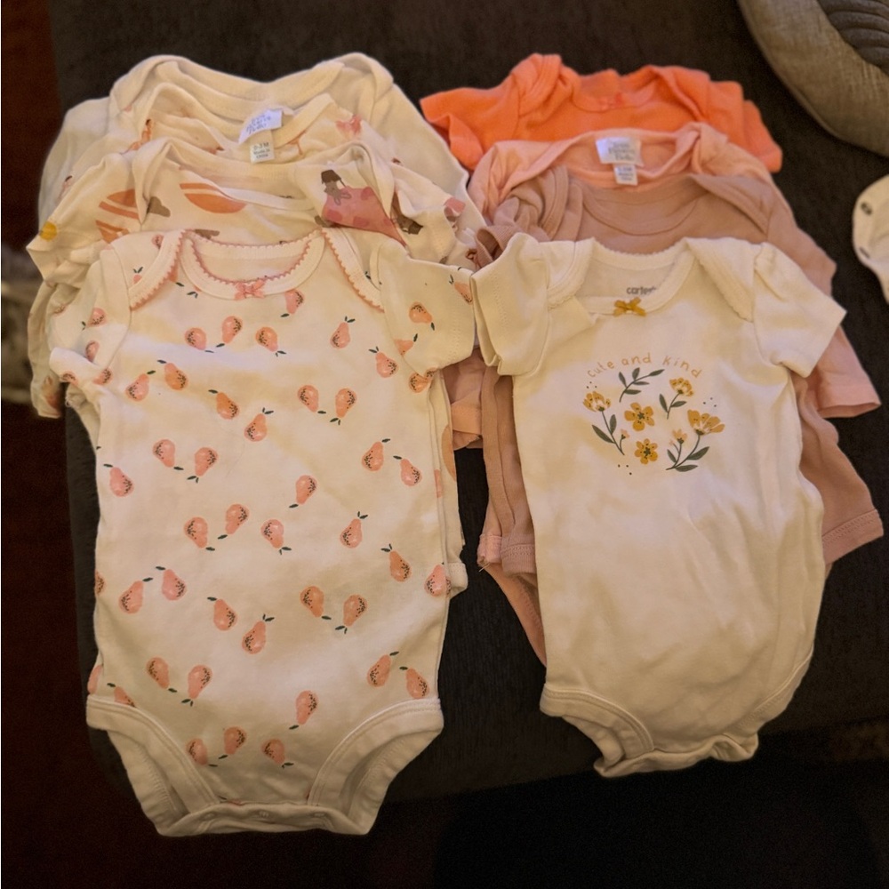Simple Peach and Cream Baby Bodysuits